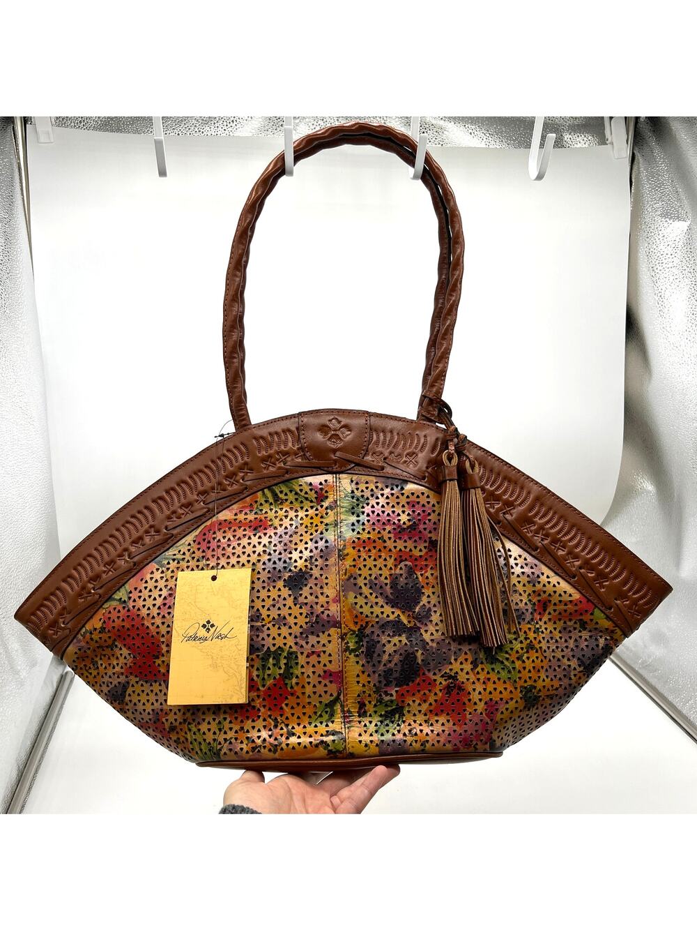 Patricia Nash Women Handbags Perforated Leather Trope Dome Tote Rainforest